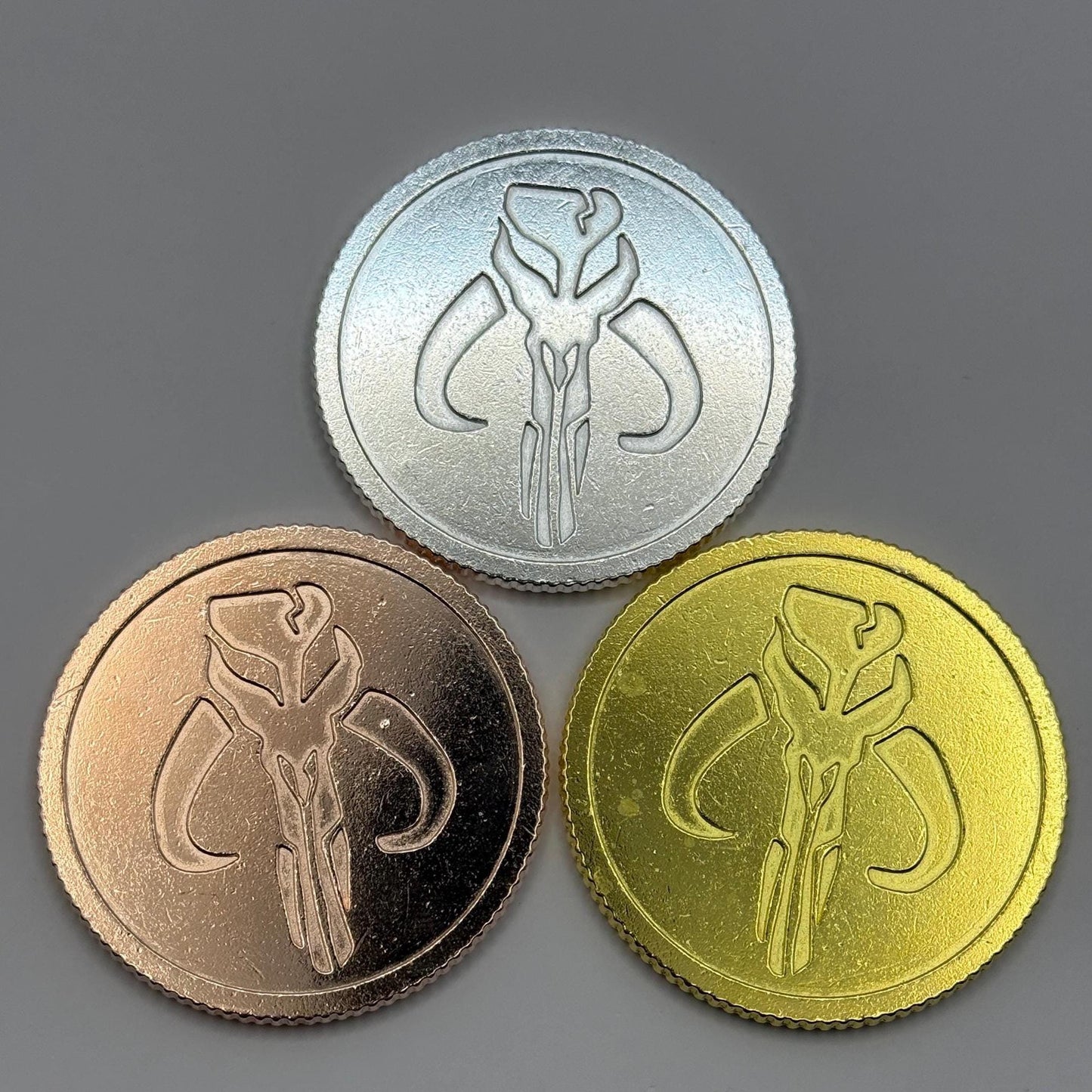 Gold Mythosaur Credit | Solid Metal Mandalorian Coin | Star Wars Collectible