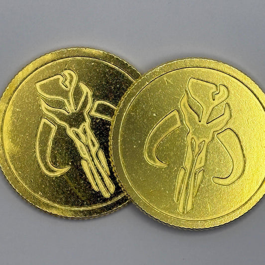 Gold Mythosaur Credit | Solid Metal Mandalorian Coin | Star Wars Collectible