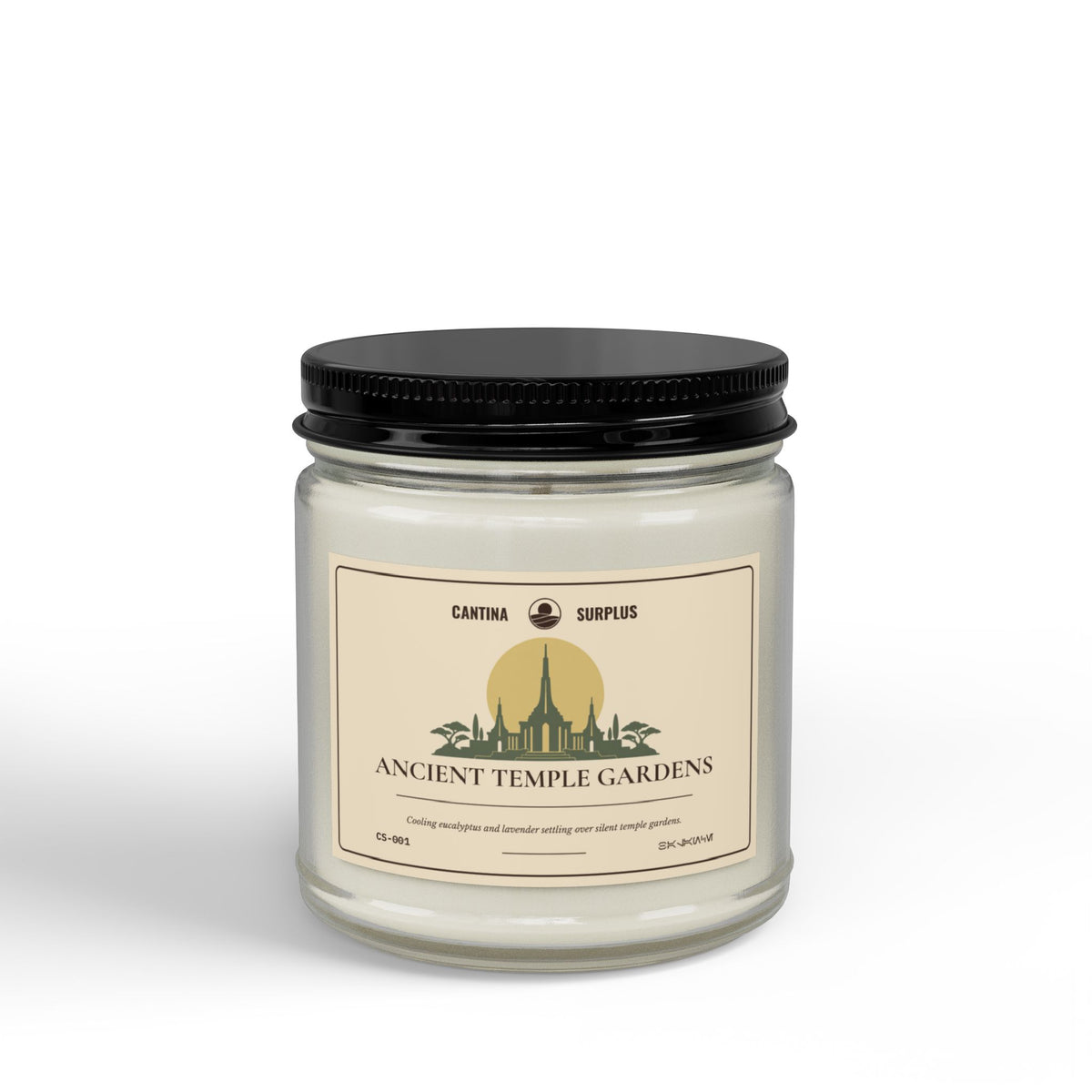 Ancient Temple Gardens Soy Candle | Eucalyptus Lavender Herb | Amber Jar | 4 oz or 9 oz