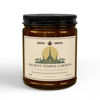 Ancient Temple Gardens Soy Candle | Eucalyptus Lavender Herb | Amber Jar | 4 oz or 9 oz
