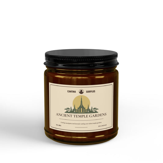Ancient Temple Gardens Soy Candle | Eucalyptus Lavender Herb | Amber Jar | 4 oz or 9 oz