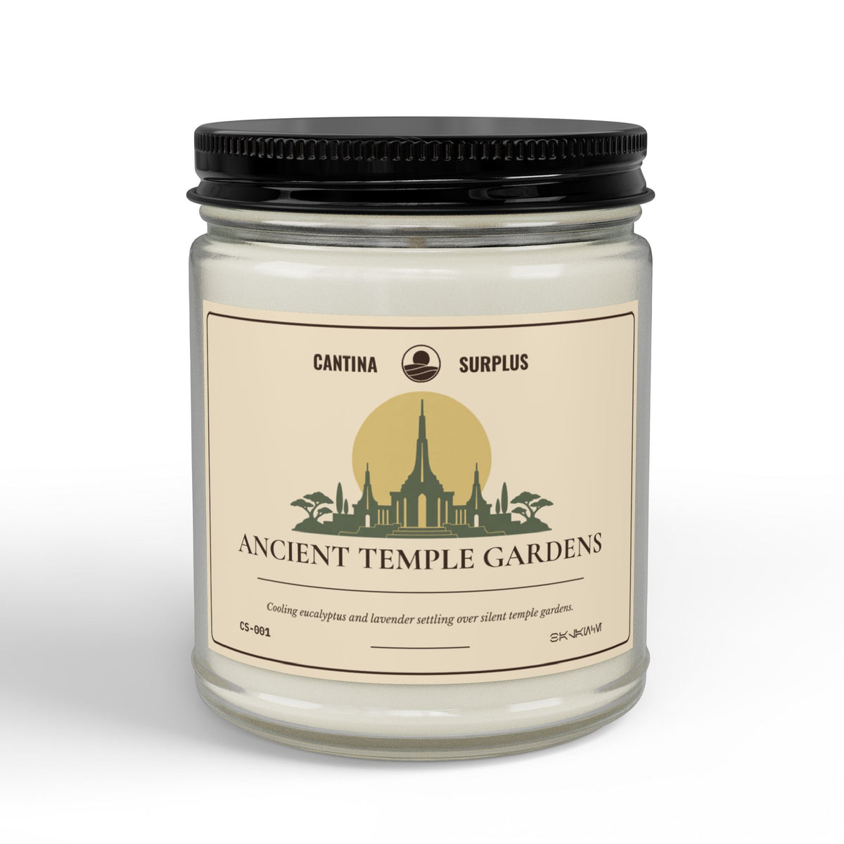 Ancient Temple Gardens Soy Candle | Eucalyptus Lavender Herb | Amber Jar | 4 oz or 9 oz