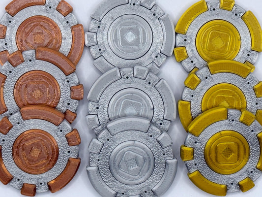 Morenia-Inspired Metallic PLA Sabacc Tax Chips